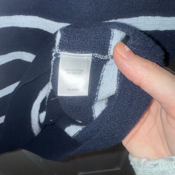 J. Jill navy and white stripe lightweight sweater size Small cotton knit coastal - Picture 3 of 5